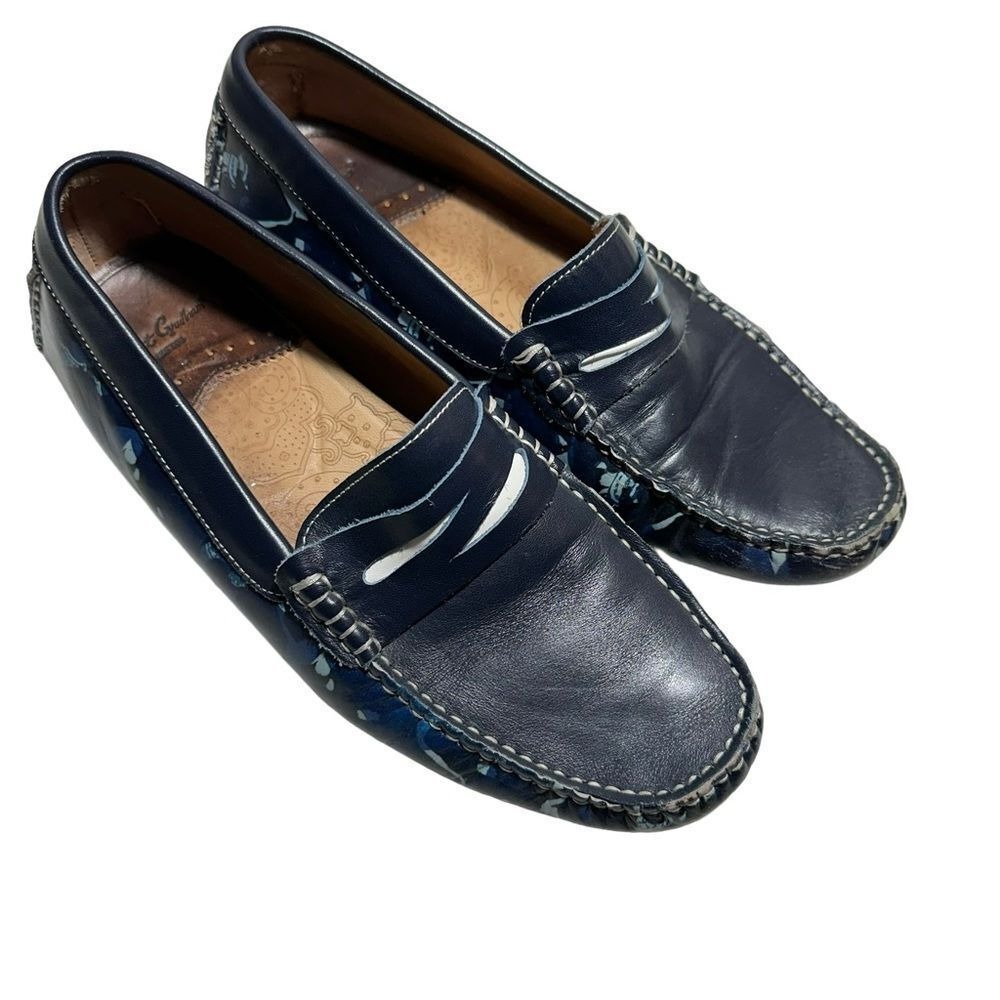 Robert Graham Penny Loafers Blue 8 Mens Camo Leather Driving Mocs RG5420S